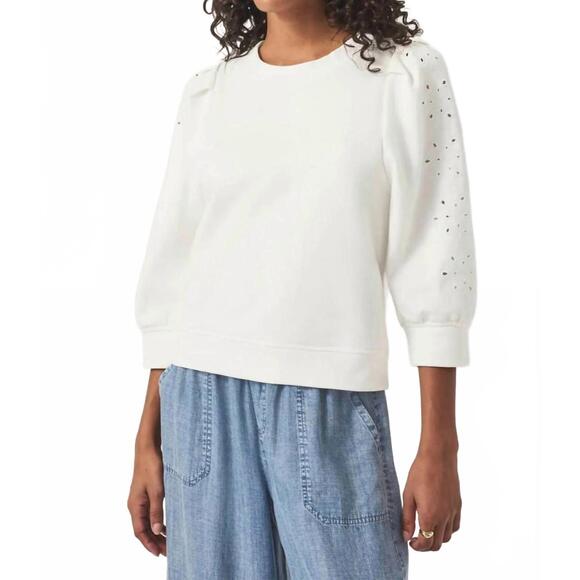 SPLENDID Tops - NEW SPLENDID embroidered eyelet sweatshirt in white